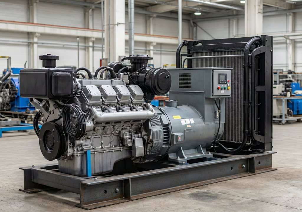 MechVolt open-type industrial diesel generator on assembly floor